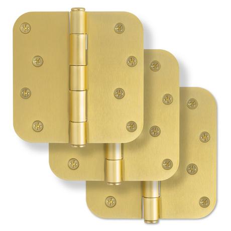 Rounded Steel Door Hinge With Plain Bearing - 3 Pack