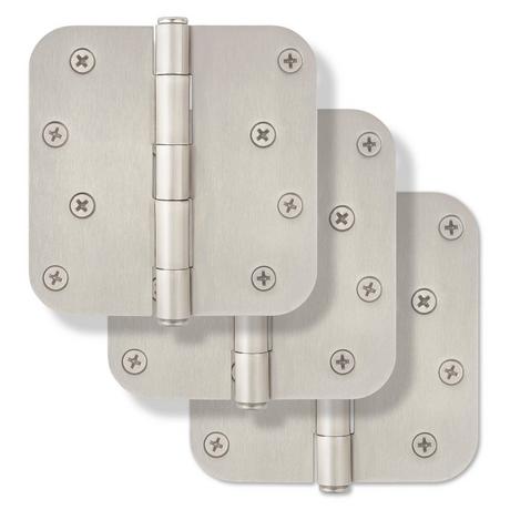 Rounded Steel Door Hinge With Plain Bearing - 3 Pack