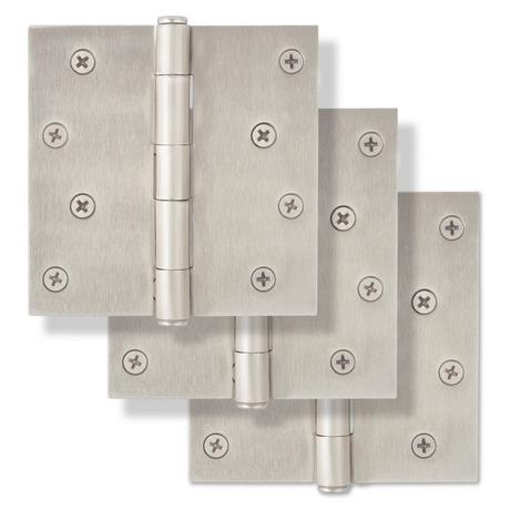 Square Steel Door Hinge With Plain Bearing - 3 Pack