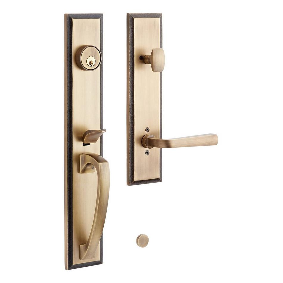 Aurick Solid Brass Entrance Door Set - Lever Handle - Left Hand, , large image number 0