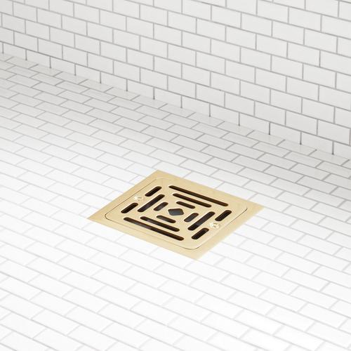 Adelphi Square Shower Drain in Brushed Gold