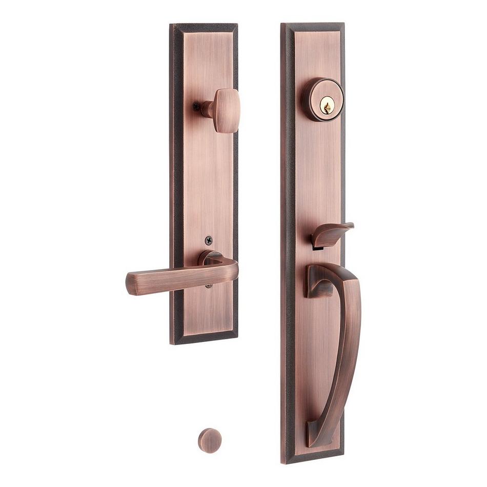 Tolland Brass Entrance Door Set - Lever Handle - 2-3/8 Backset - Right Hand  - Brushed Nickel