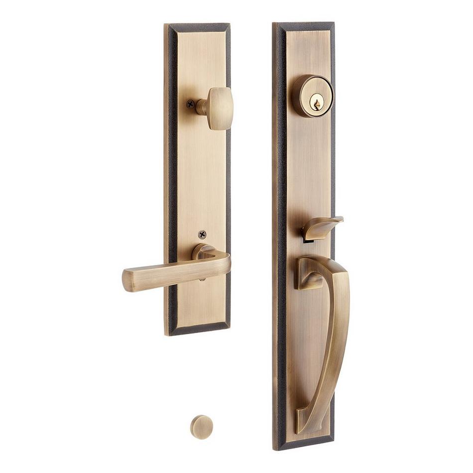 Aurick Solid Brass Entrance Door Set - Lever Handle - 2-3/4" Backset - Right Hand - Antique Brass, , large image number 0
