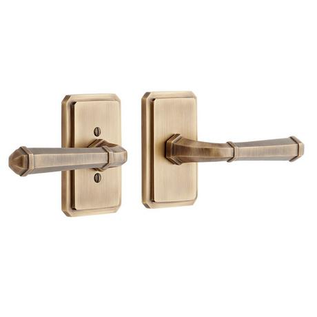 Matteen Solid Brass Interior Door Set - Lever Handle - Privacy - Left Hand