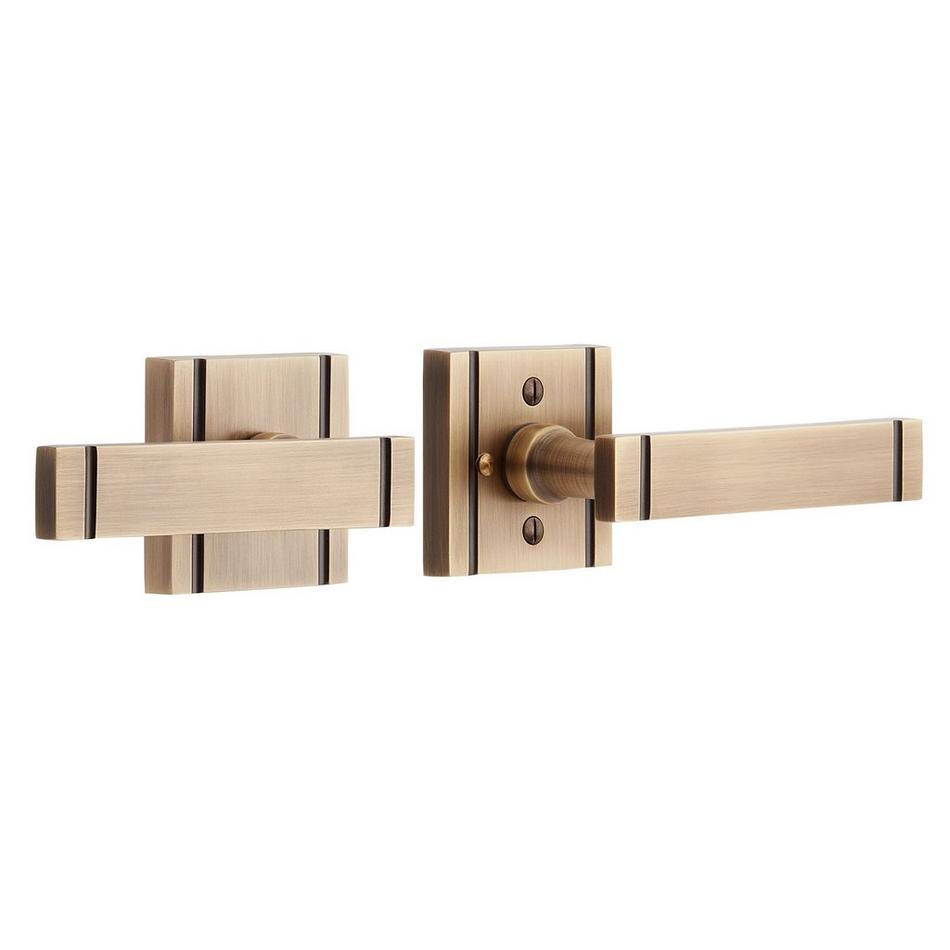 Piran Solid Brass Interior Door Set - Lever Handle - Privacy - Right Hand, , large image number 0