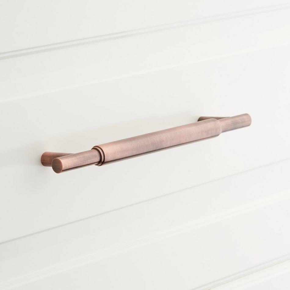3-3/4" Colmar Solid Brass Cabinet Pull - Antique Copper, , large image number 0