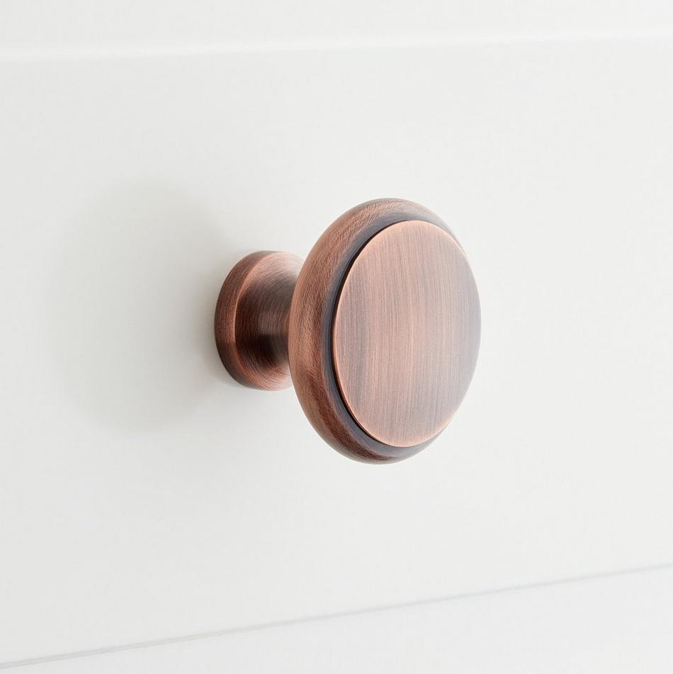 1-1/2" Nantes Solid Brass Round Cabinet Knob - Antique Copper, , large image number 0