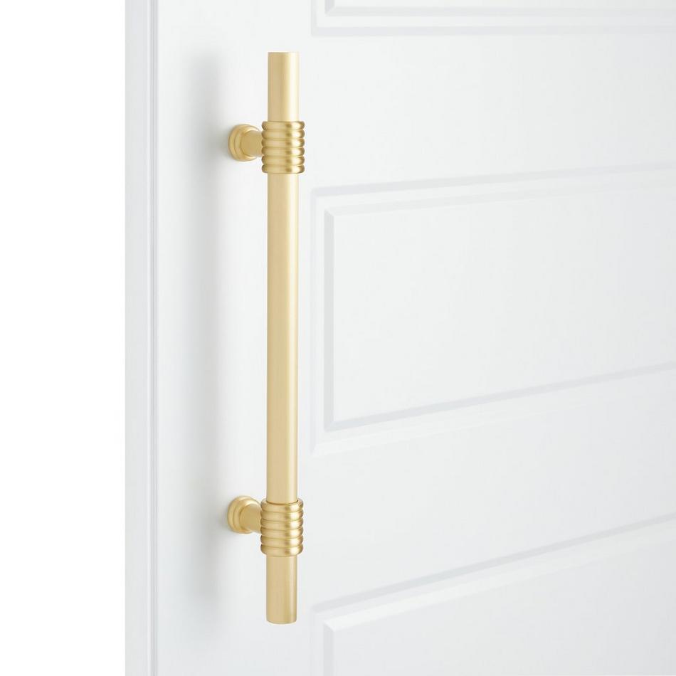 8" Brady Back-to-Back Brass Door Pull Set - Satin Brass, , large image number 0
