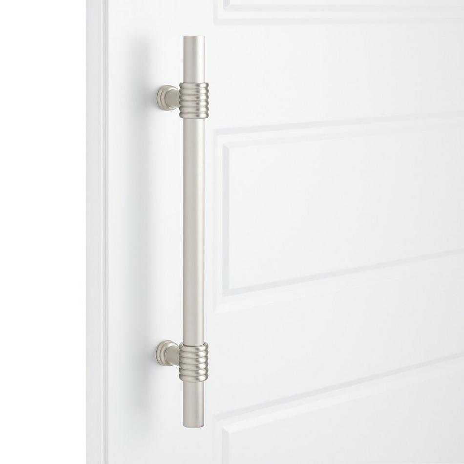 12" Brady Back-to-Back Brass Door Pull Set - Brushed Nickel, , large image number 0