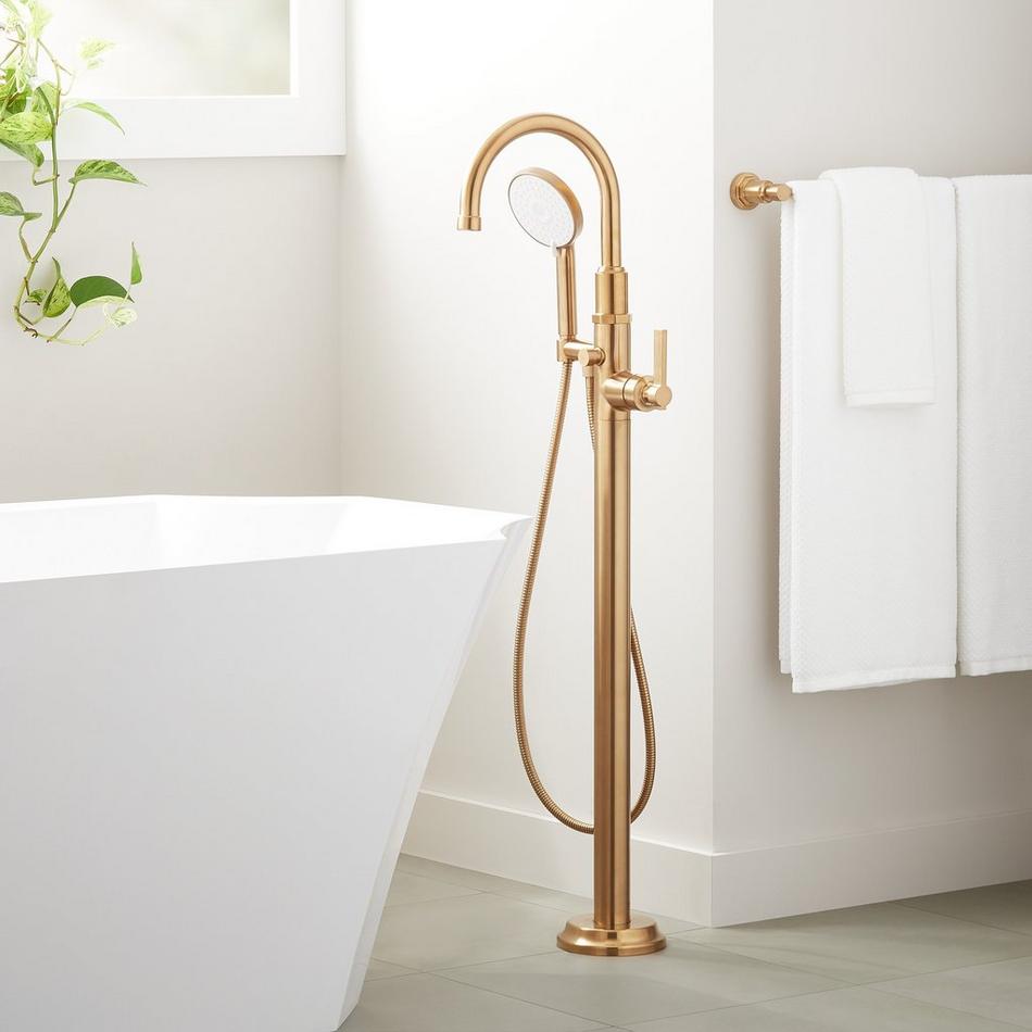 Greyfield Freestanding Tub Faucet and Rough-In Valve with Stops - Brushed Gold, , large image number 0