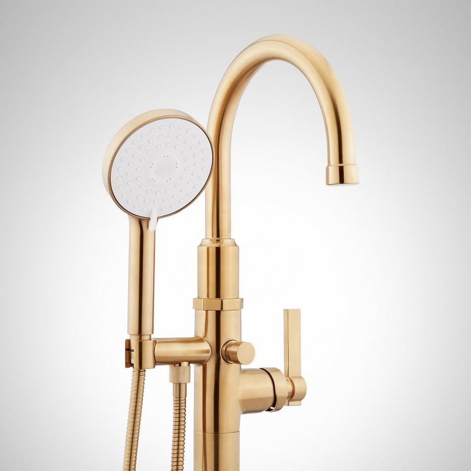 Greyfield Freestanding Tub Faucet and Rough-In Valve with Stops - Brushed Gold, , large image number 2