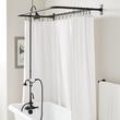 Gooseneck Shower Conversion Kit with Hand Shower - 60" x 27" D Style Shower Ring - Matte Black, , large image number 0