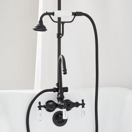 Gooseneck Shower Conversion Kit with Hand Shower - 60" x 27" D Style Shower Ring