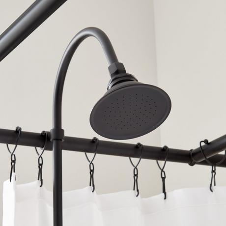 Gooseneck Shower Conversion Kit with Hand Shower - 60" x 27" D Style Shower Ring