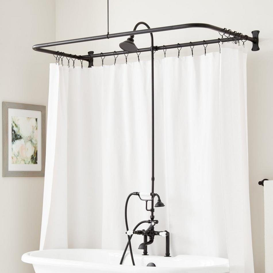 English Side Mount Conversion Kit with Hand Shower - 60" x 27" D Style Shower Ring, , large image number 3