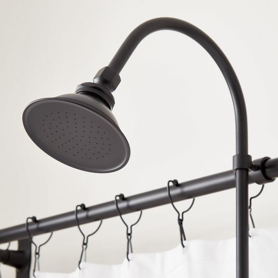 English Side Mount Conversion Kit with Hand Shower - 60" x 27" D Style Shower Ring - Matte Black, , large image number 1