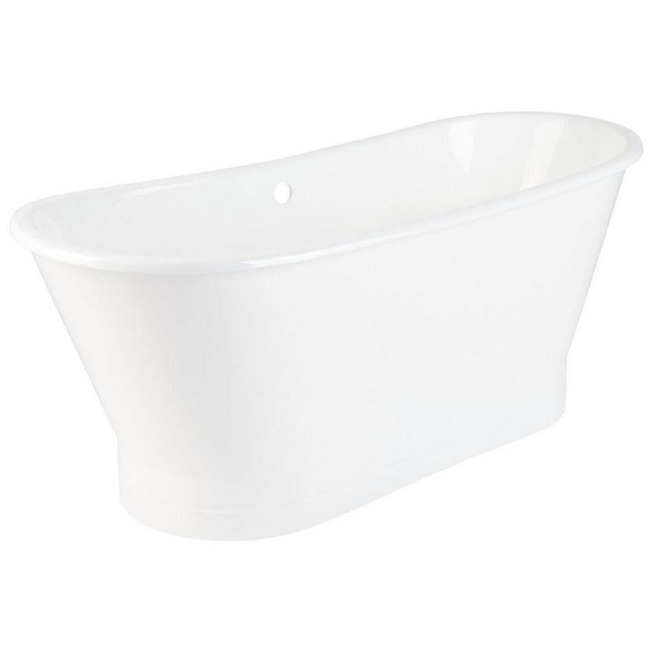 67" Kateryn Bateau Cast Iron Skirted Tub With Brushed Nickel Daisy Wheel, , large image number 1