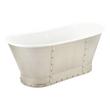 67" Brayden Bateau Cast Iron Skirted Tub - Stainless Steel Skirt - Chrome Daisy Wheel, , large image number 1