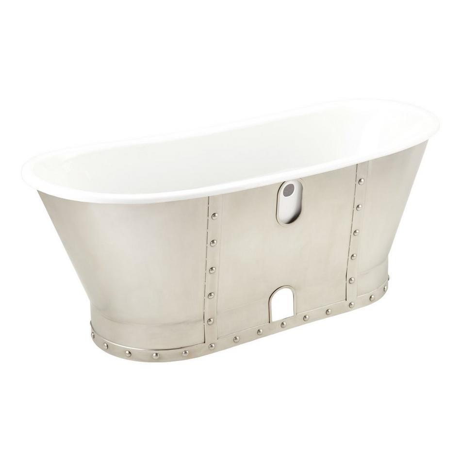 67" Brayden Bateau Cast Iron Skirted Tub - Stainless Steel Skirt - Chrome Daisy Wheel, , large image number 3
