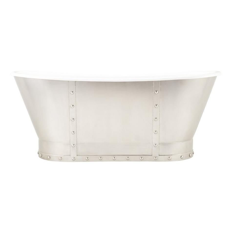 67" Brayden Bateau Cast Iron Skirted Tub - Stainless Steel Skirt - Chrome Daisy Wheel, , large image number 2