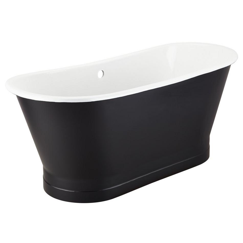 67" Kateryn Bateau Cast Iron Skirted Tub - Black - Chrome Daisy Wheel Overflow, , large image number 0