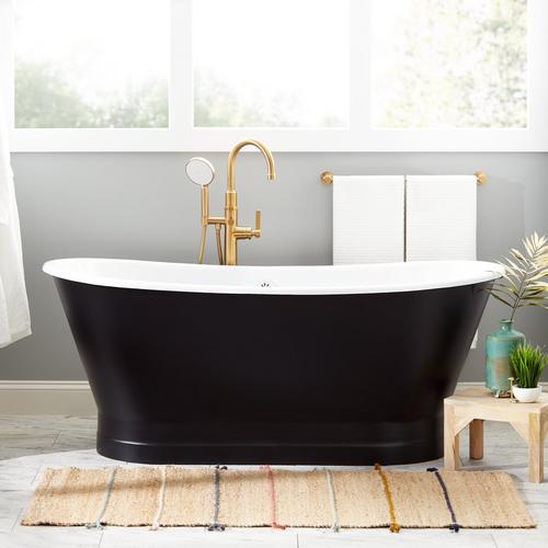 67" Kateryn Bateau Cast Iron Skirted Tub in Black