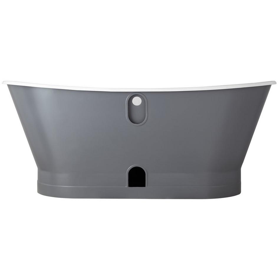 67" Kateryn Cast Iron Double-Ended Skirted Bateau Tub - Dark Gray - Rolled Rim - White Drain, , large image number 3