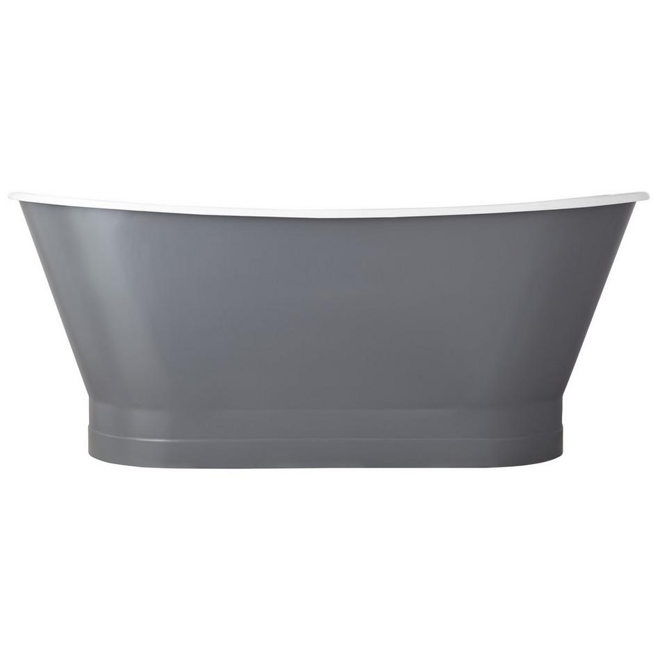 67" Kateryn Cast Iron Double-Ended Skirted Bateau Tub - Dark Gray - Rolled Rim - White Drain, , large image number 2