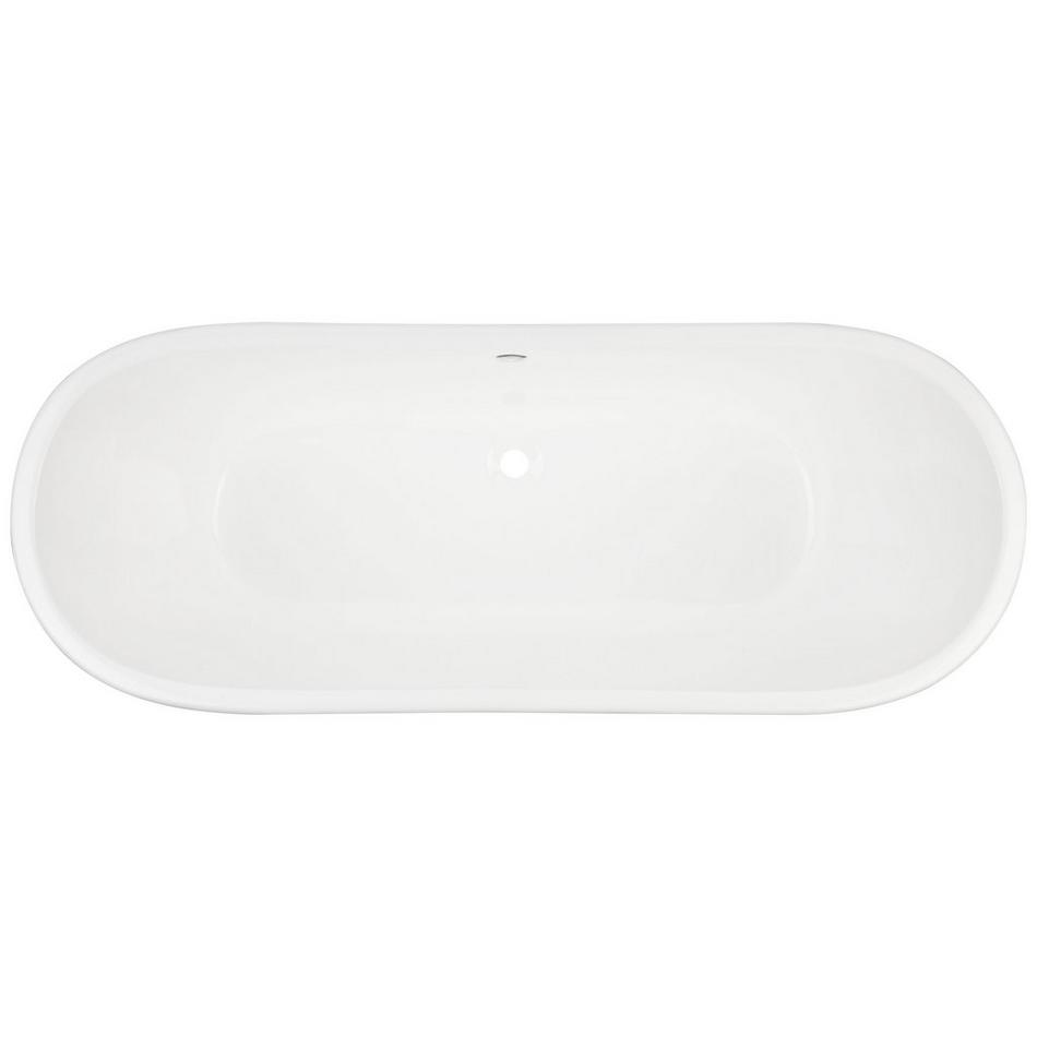 67" Kateryn Cast Iron Double-Ended Skirted Bateau Tub - Dark Gray - Rolled Rim - White Drain, , large image number 4