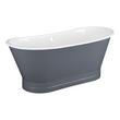 67" Kateryn Cast Iron Double-Ended Skirted Bateau Tub - Dark Gray - Rolled Rim - White Drain, , large image number 1