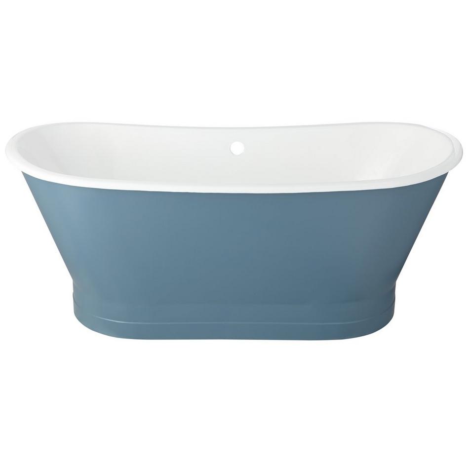67" Kateryn Bateau Cast Iron Skirted Tub - Slate Blue - Black Daisy Wheel Overflow, , large image number 0