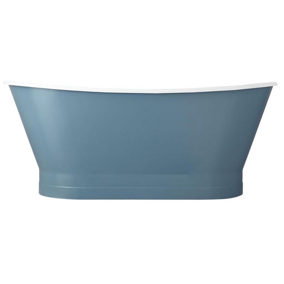 67" Kateryn Bateau Cast Iron Skirted Tub - Slate Blue - Black Daisy Wheel Overflow, , large image number 1