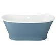 67" Kateryn Bateau Cast Iron Skirted Tub - Slate Blue - Brushed Nickel Daisy Wheel Overflow, , large image number 1