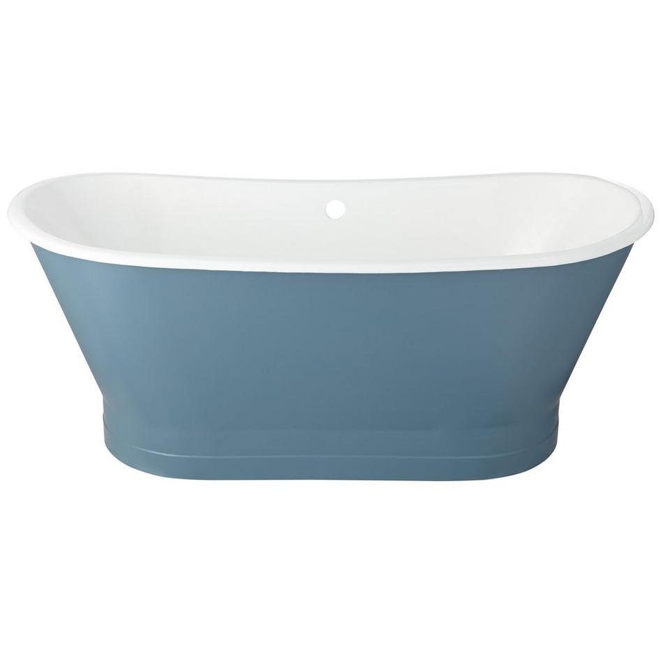 67" Kateryn Bateau Cast Iron Skirted Tub - Slate Blue - Brushed Nickel Daisy Wheel Overflow, , large image number 1