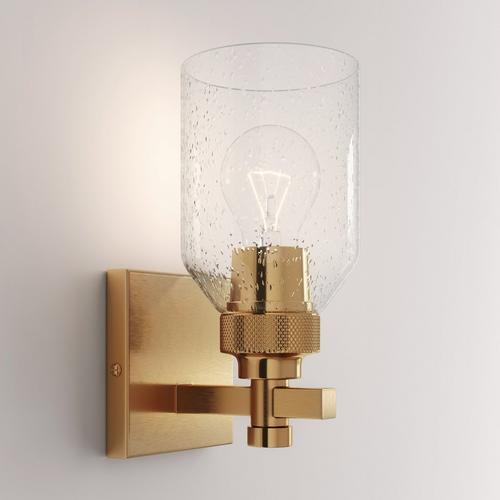 Stolo Single Vanity Light - Clear Seeded - Brushed Gold