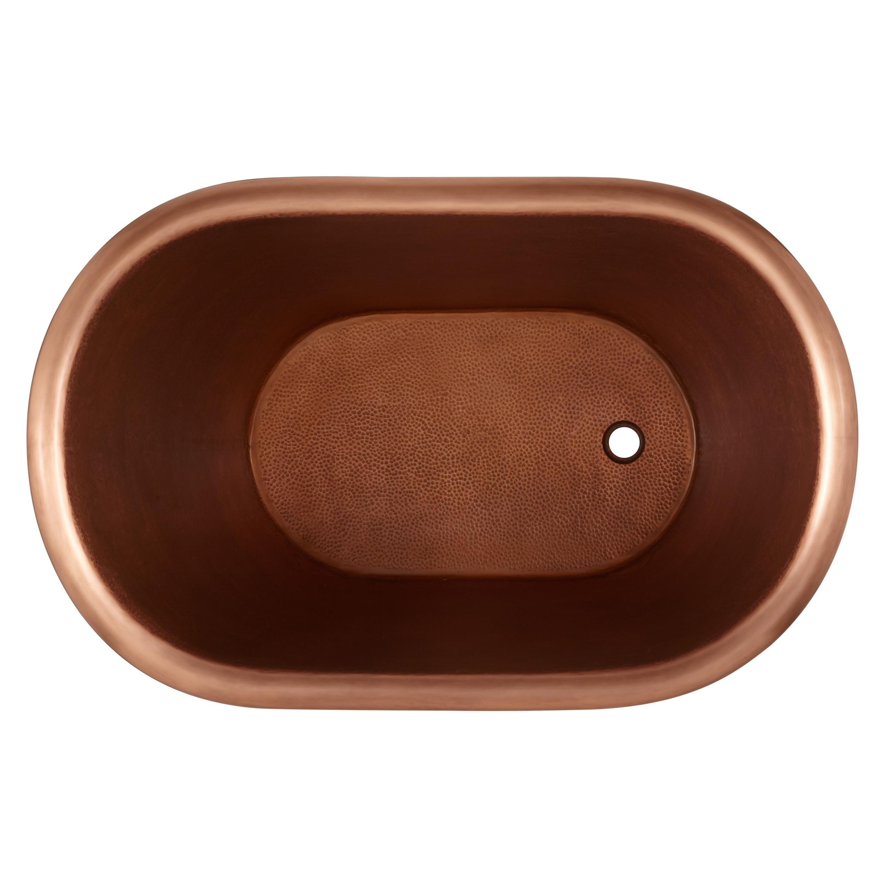 49" Abbey Hammered Copper Slipper Clawfoot Soaking Tub Overflow
