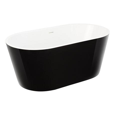 59" Eden Black Acrylic Freestanding Tub - With Integral Overflow and No Faucet Holes-Black Exterior/