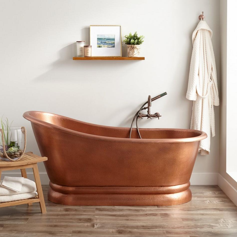 59" Paxton Copper Slipper Pedestal Tub - Overflow, , large image number 0