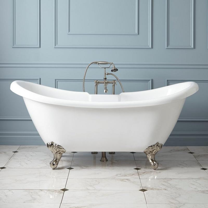 Rosalind Acrylic Double-Slipper Clawfoot Soaking Tub - BN Feet