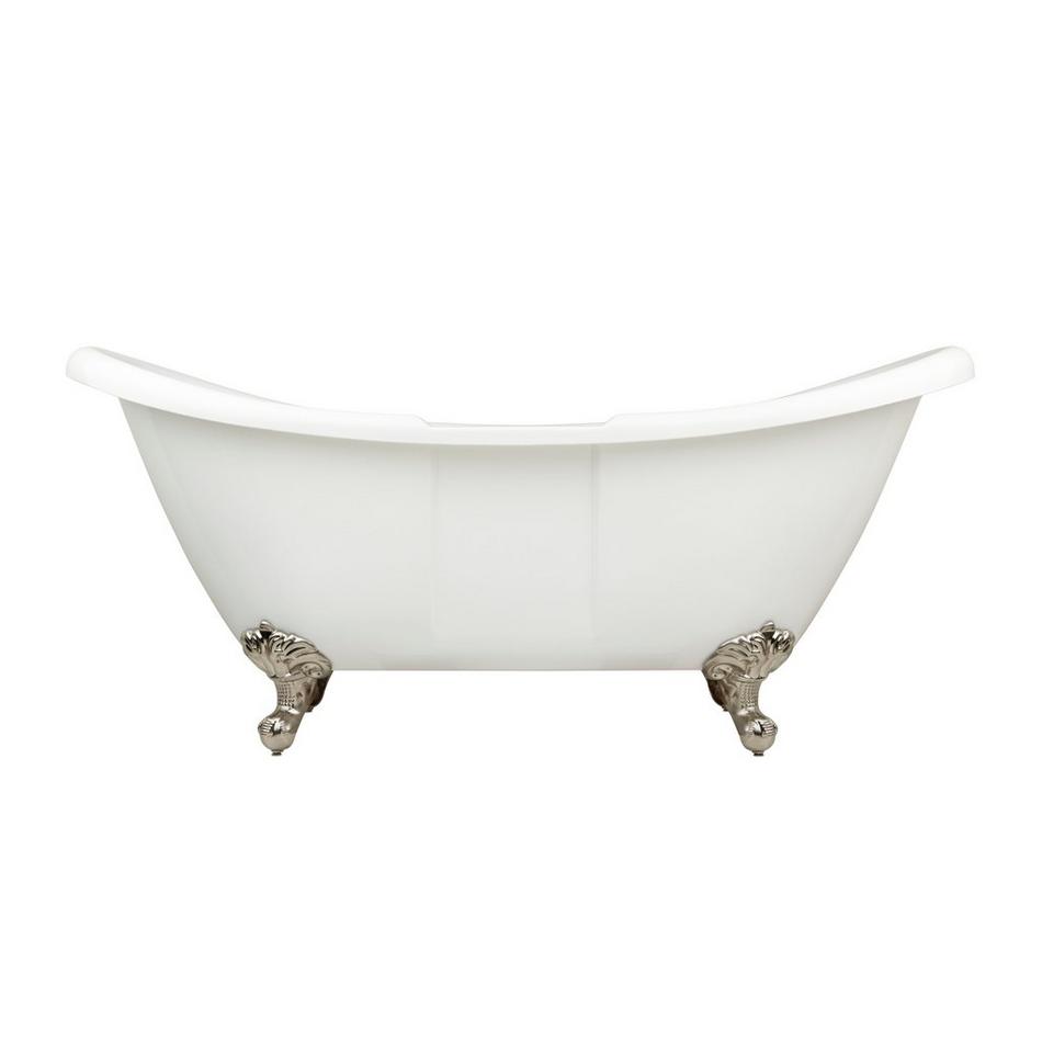 63" Rosalind Acrylic Double-Slipper Clawfoot Tub - White - No Holes - BN Feet - Less Drain, , large image number 2