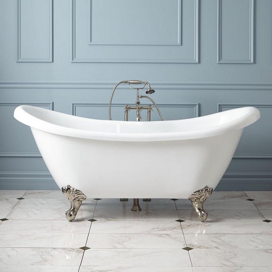 69" Rosalind Acrylic Tub - Brush Nickel Imperial Feet-Roll Top- Overflow-No Faucet Holes, , large image number 0