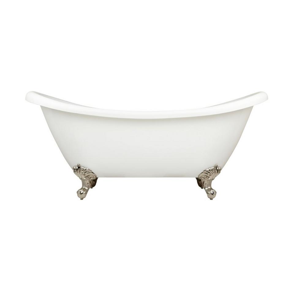 69" Rosalind Acrylic Double-Slipper Clawfoot Soaking Tub - White - No Holes - CP Feet - Less Drain, , large image number 0