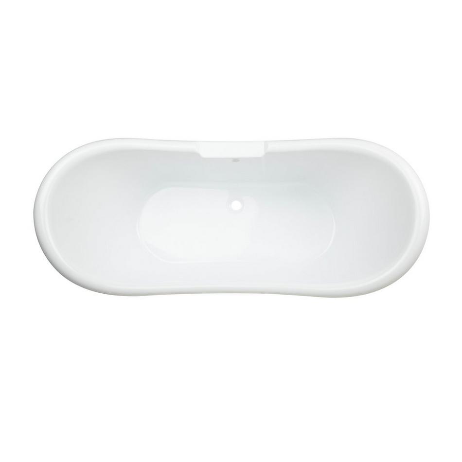 69" Rosalind Acrylic Double-Slipper Clawfoot Soaking Tub - White - No Holes - CP Feet - Less Drain, , large image number 2