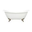 69" Rosalind Acrylic Double-Slipper Clawfoot Soaking Tub - White - No Holes - PB Feet - Less Drain, , large image number 0