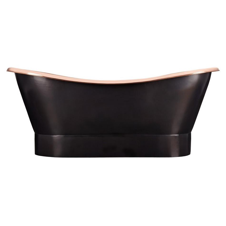 70" Thaine Antique Black Copper Double-Slipper Pedestal Tub - Polished Interior, , large image number 2