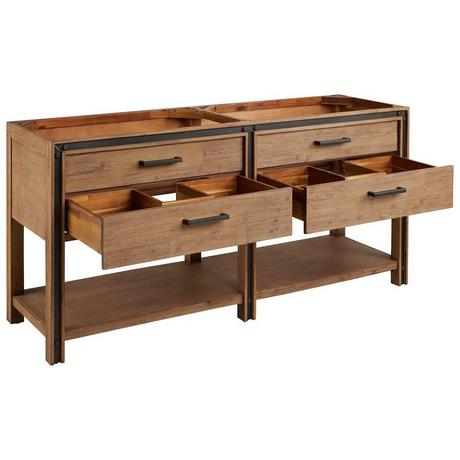 72" Celebration Console Double Vanity for Rectangular Undermount Sinks - Rustic Acacia