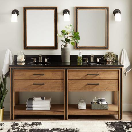 72" Celebration Console Double Vanity for Undermount Sinks - Rustic Acacia