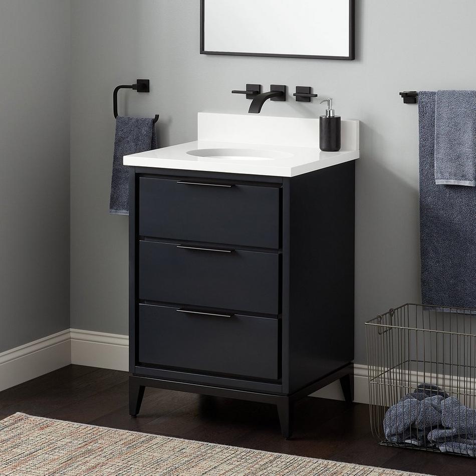 24" Hytes Mahogany Vanity With Undermount Sink - Midnight Navy Blue, , large image number 1