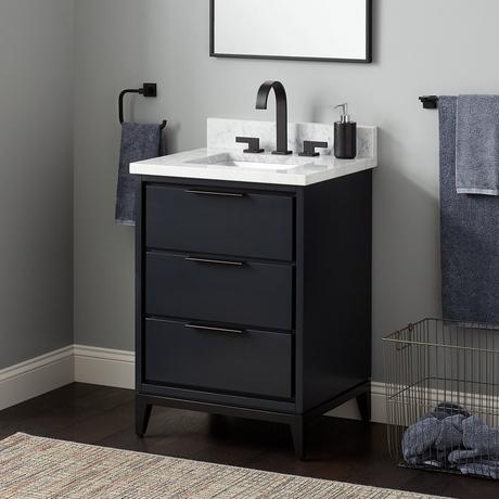 24" Hytes Mahogany Vanity With Rect Undermount Sink - Midnight Navy Blue
