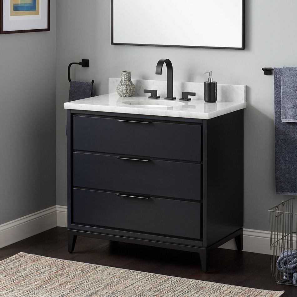 36" Hytes Mahogany Vanity With Undermount Sink - Midnight Navy Blue, , large image number 0